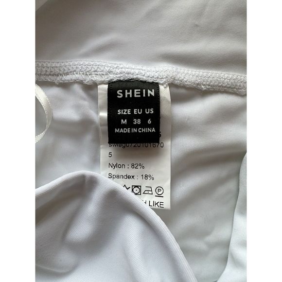 Shein White Biker Shorts NWOT Size Medium - Picture 3 of 4